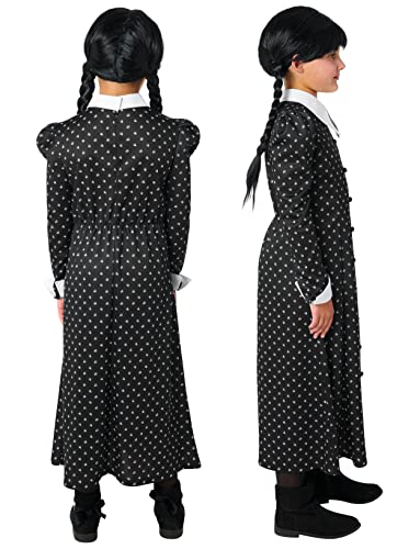 Wednesday Addams Costume Dress Girls - Gothic TV Show Halloween Outfit