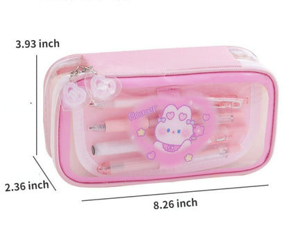 Cute Kawaii Pencil Case - Large Capacity Multilayer Rabbit Design Pen Pouch Gift