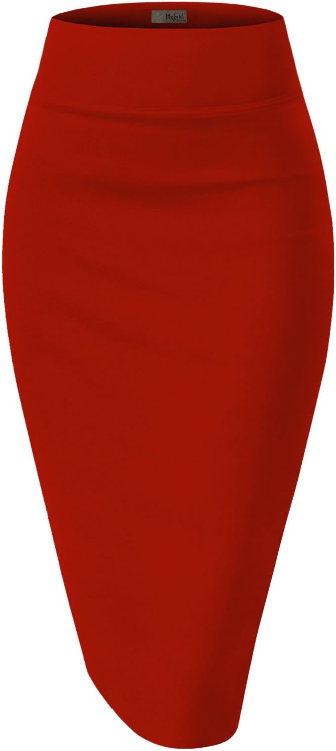 Women's High Waist Pencil Skirt - Premium Stretch Ponte Business Professional Below Knee