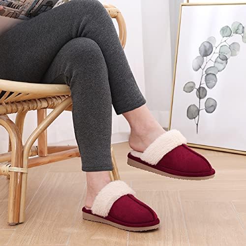 Fuzzy Memory Foam Slippers for Women - Fluffy Winter House Shoes Indoor Outdoor