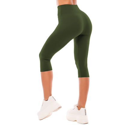 High Waisted Leggings for Women - Buttery Soft Yoga Pants with Tummy Control Capri Armygreen