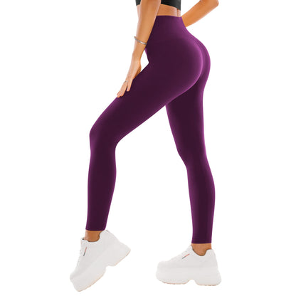 High Waisted Leggings for Women - Buttery Soft Yoga Pants with Tummy Control Full Length Plum Purple