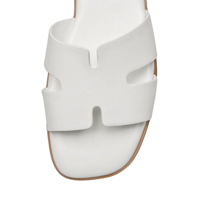 Women's Dressy Flat Sandals - Comfortable Slip On Leather Slide Sandals