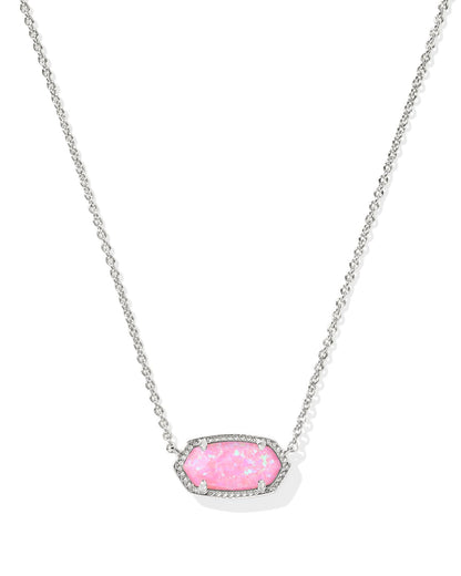 Kendra Scott Elisa Pendant Necklace - 14k Gold Plated Delicate Fashion Jewelry for Women RHODIUM - CARNATION KYOCERA OPAL