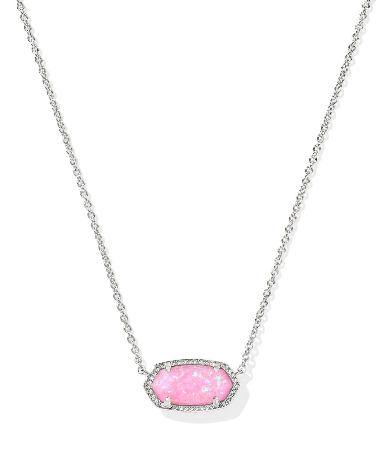 Kendra Scott Elisa Pendant Necklace - 14k Gold Plated Delicate Fashion Jewelry for Women RHODIUM - CARNATION KYOCERA OPAL