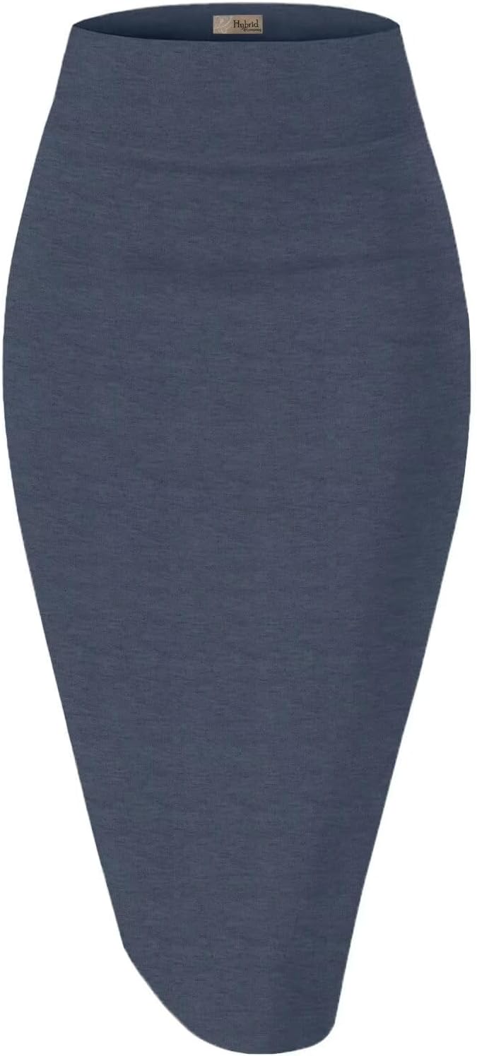 Women's High Waist Pencil Skirt - Premium Stretch Ponte Business Professional Below Knee