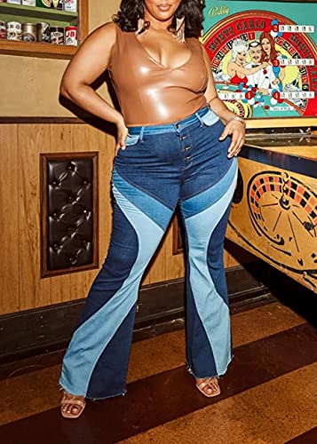 Celine Denim Pants - BestGirl Women's Baggy Jeans Pull On Stretchy Loose High Waisted Wide Leg Denim Pants