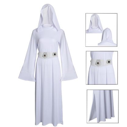 Princess Costume Long Robe - Women's Star Cosplay Dress with Belt