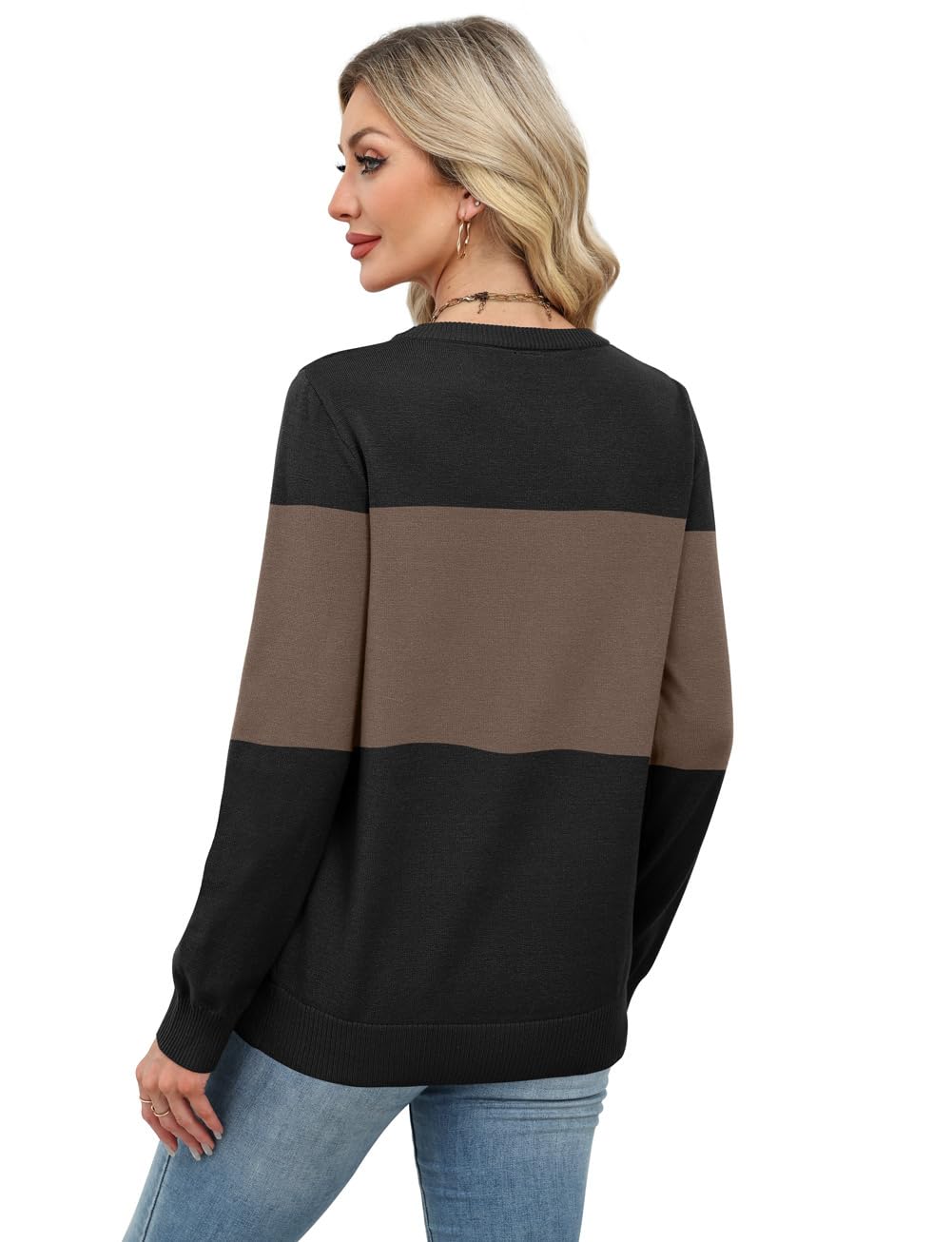 Women's Lightweight Sweaters - Long Sleeve Crewneck Pullover Tops