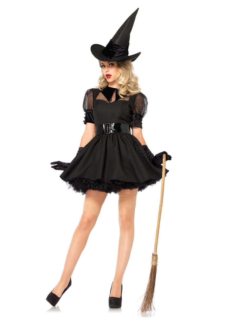 Women's Bewitching Witch Halloween Costume - Pin-Up Style Dress with Hat