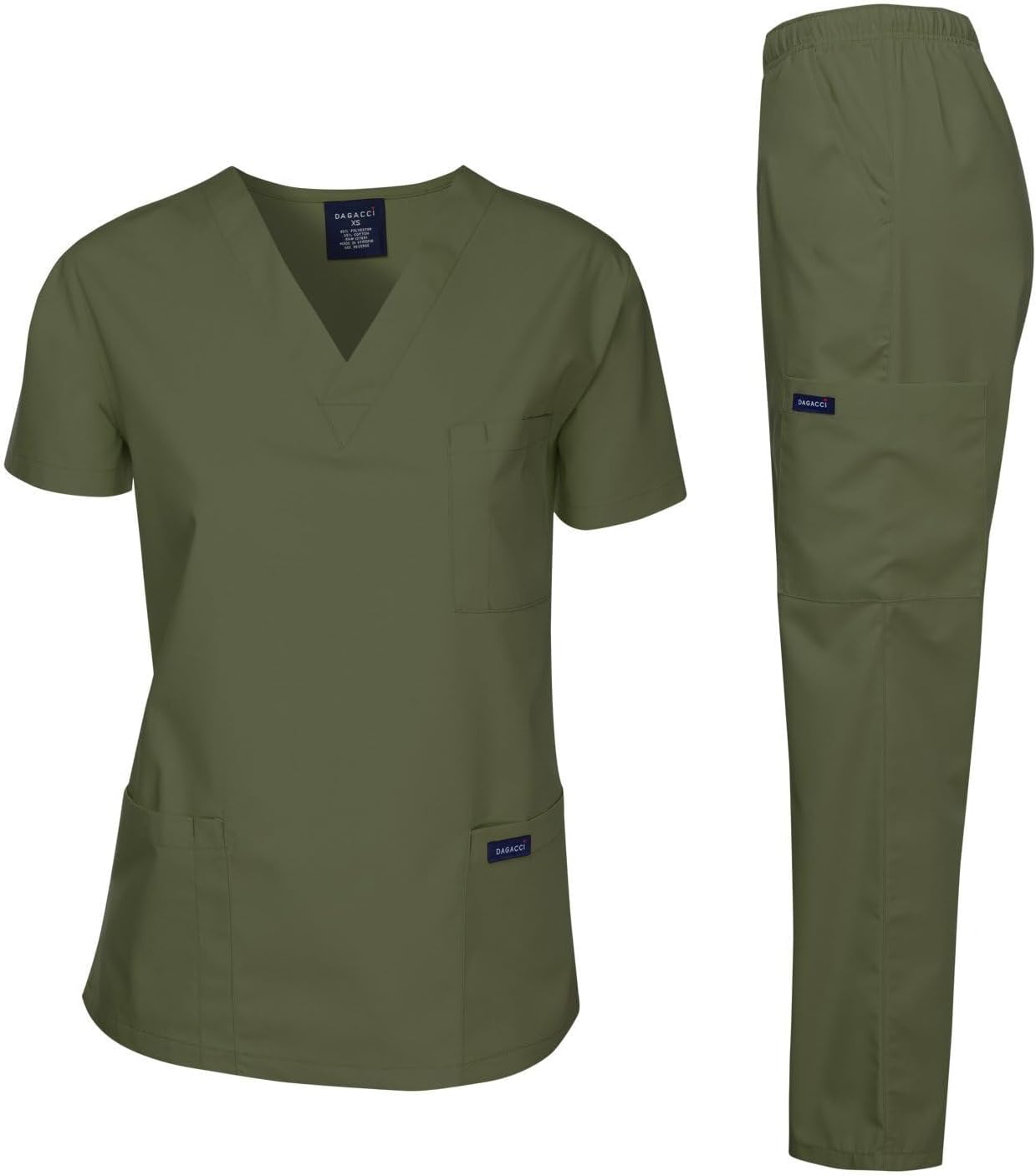 Medical Scrubs Set Unisex - V-Neck Top and Elastic Waist Pants Uniform for Healthcare Workers