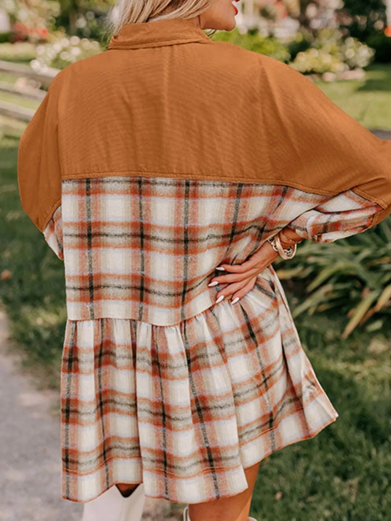 Plaid Button Front Mini Dress