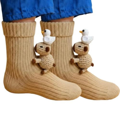 Cute Animal Socks for Women - Plush Long Stocking Socks with 3D Designs Capybara
