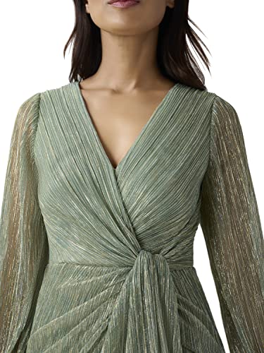 Women's Metallic Mesh Draped Gown
