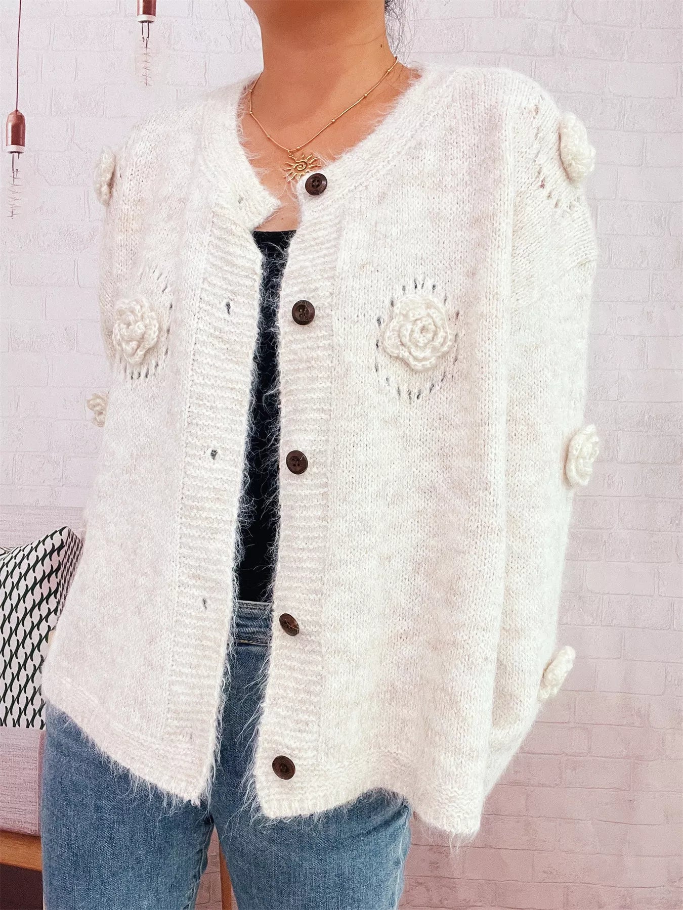 Flower Button-Up Cardigan