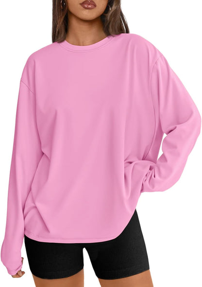 Women's Oversized Long Sleeve T-Shirt Casual Crewneck Basic Tee