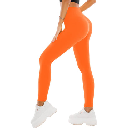 High Waisted Leggings for Women - Buttery Soft Yoga Pants with Tummy Control Full Length Neon Orange