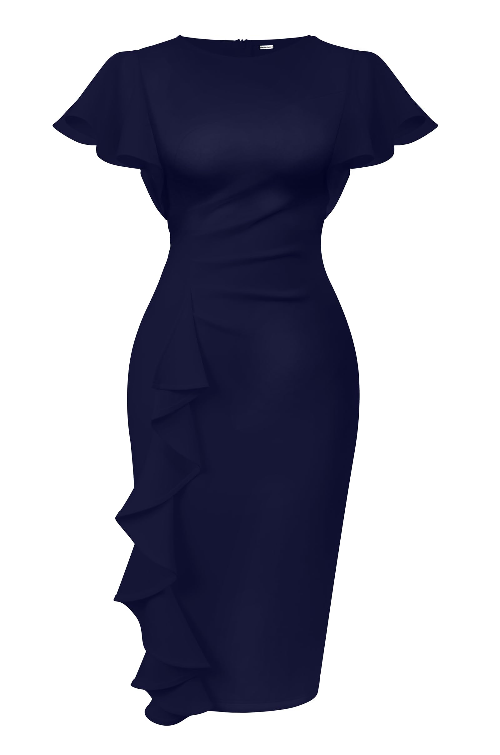 Cato Fashions Online - Women's Vintage Ruffle Sleeve Bodycon Midi Dress - Church Work Office Pencil Dress