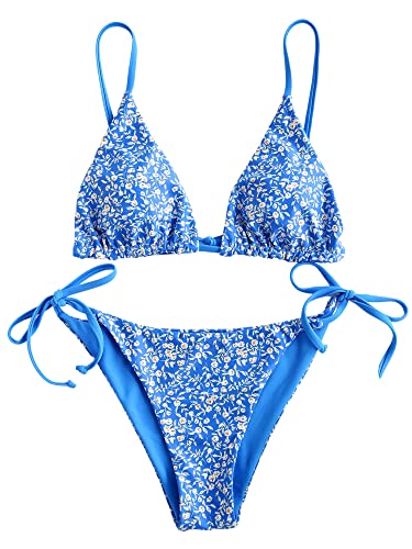 Bright Swimwear - Women's Triangle Bikini Floral String Bikini Set Two Piece Swimsuit Bathing Suits