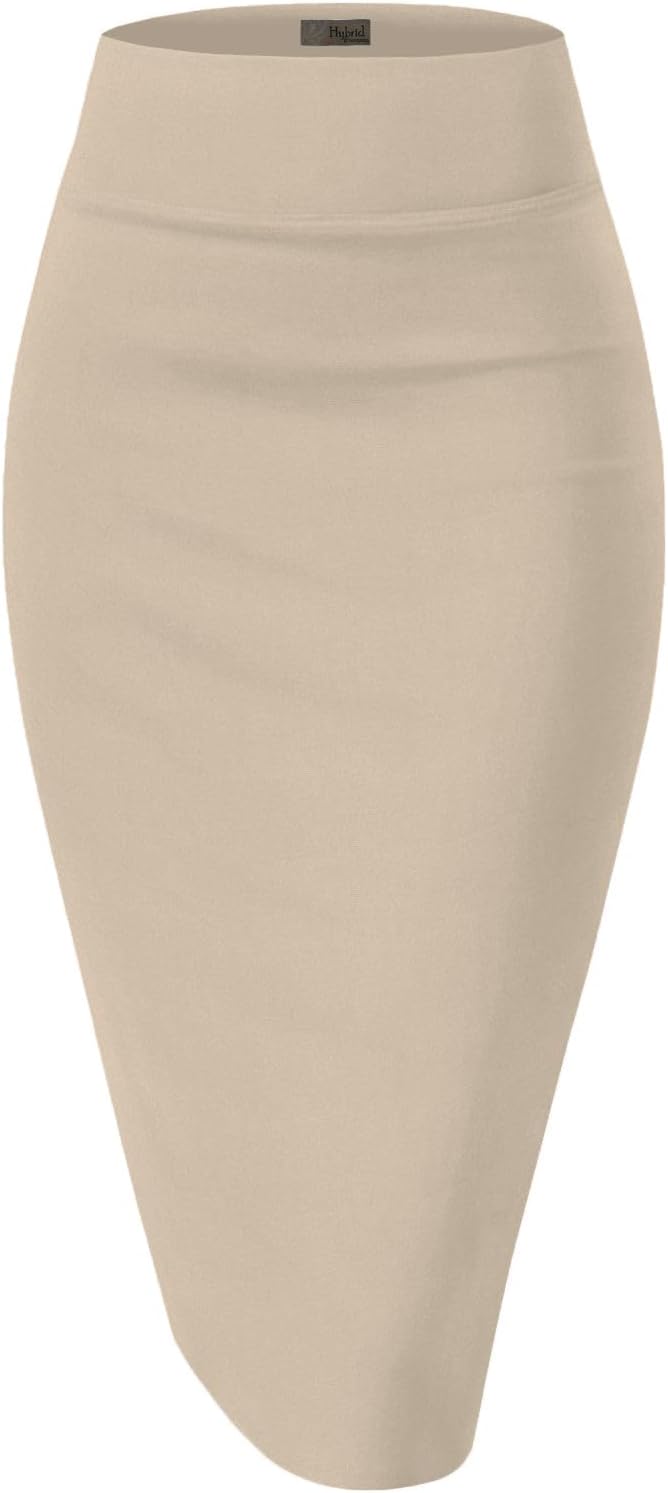 Women's High Waist Pencil Skirt - Premium Stretch Ponte Business Professional Below Knee 1073t-stone