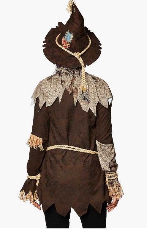 Women's Creepy Scarecrow Costume - Halloween Tunic with Rope Belt