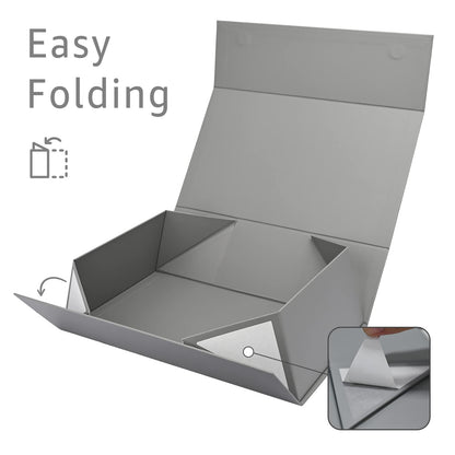 Gift Boxes with Lids 2 Pack - Magnetic Closure with Ribbon, Card, Filler & Sticker