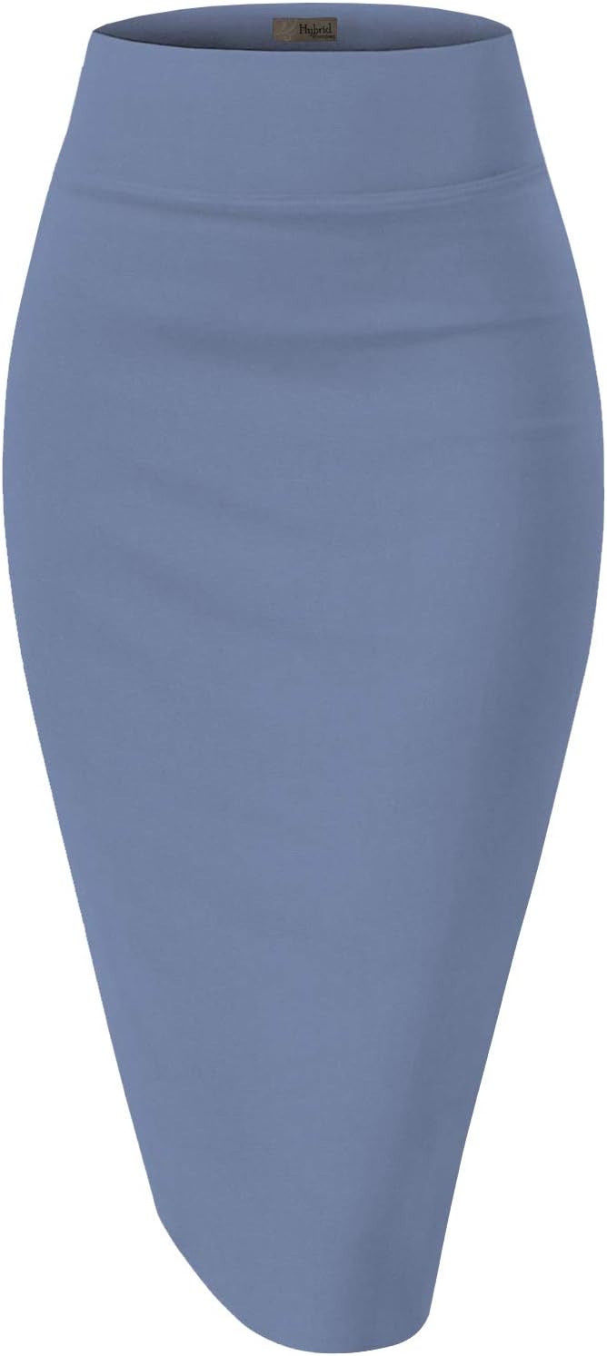 Women's High Waist Pencil Skirt - Premium Stretch Ponte Business Professional Below Knee 1073t-blueperiwi