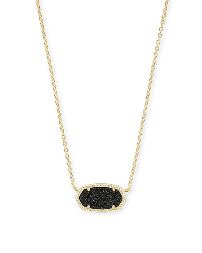 Kendra Scott Elisa Pendant Necklace - 14k Gold Plated Delicate Fashion Jewelry for Women GOLD - BLACK DRUSY