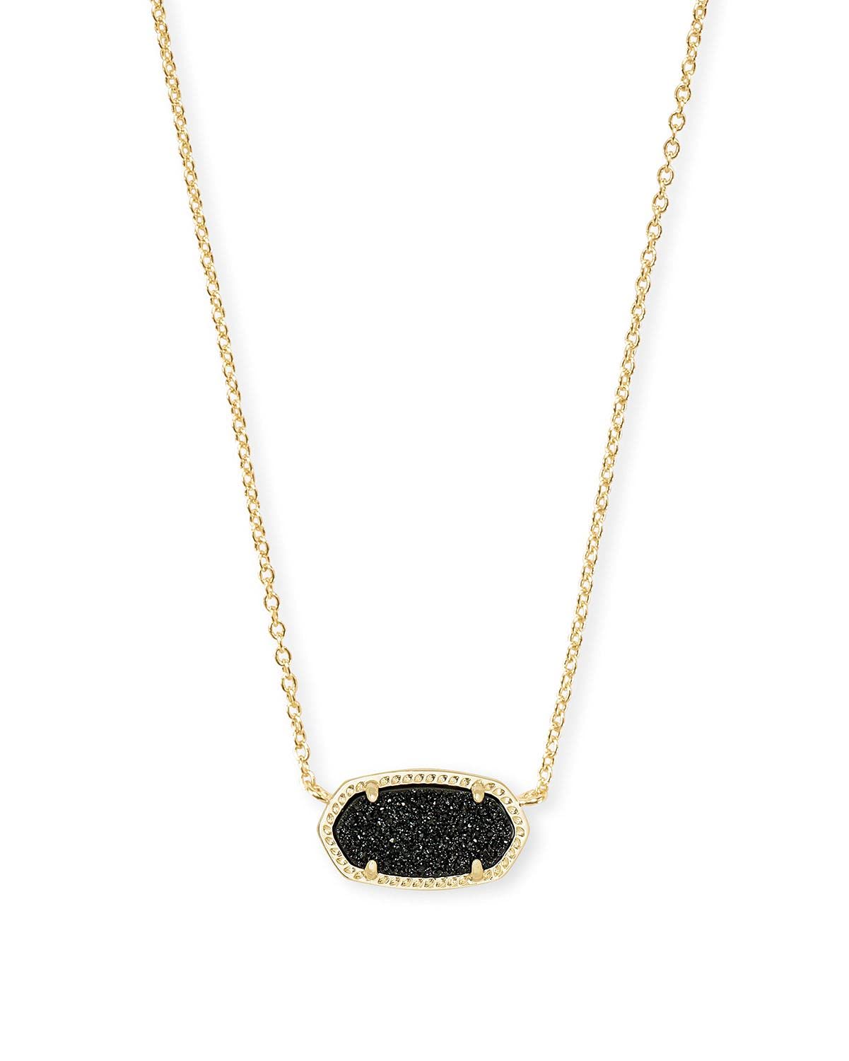 Kendra Scott Elisa Pendant Necklace - 14k Gold Plated Delicate Fashion Jewelry for Women GOLD - BLACK DRUSY