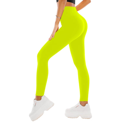 High Waisted Leggings for Women - Buttery Soft Yoga Pants with Tummy Control Full Length Neon Yellow