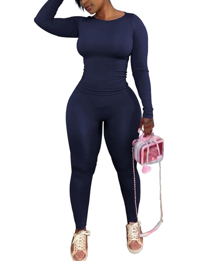 Chrome Heart Leggings - 2 Piece Tracksuit for Women - Long Sleeve Top & Jogger Leggings Workout Set