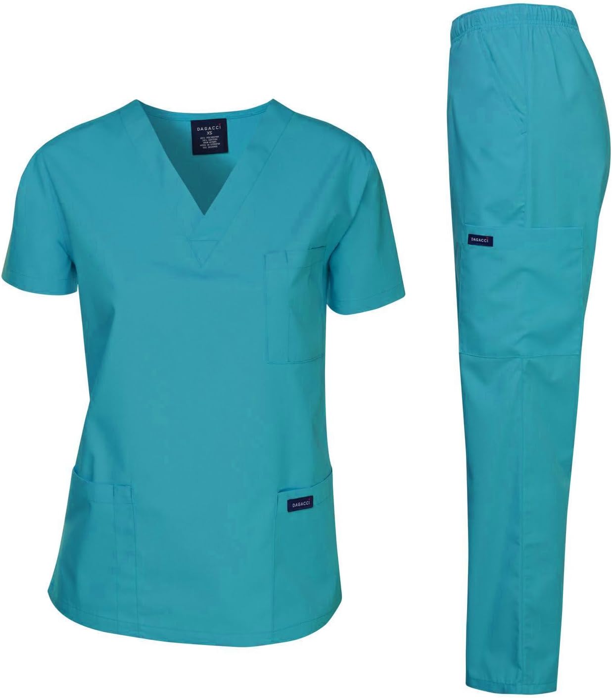 Medical Scrubs Set Unisex - V-Neck Top and Elastic Waist Pants Uniform for Healthcare Workers
