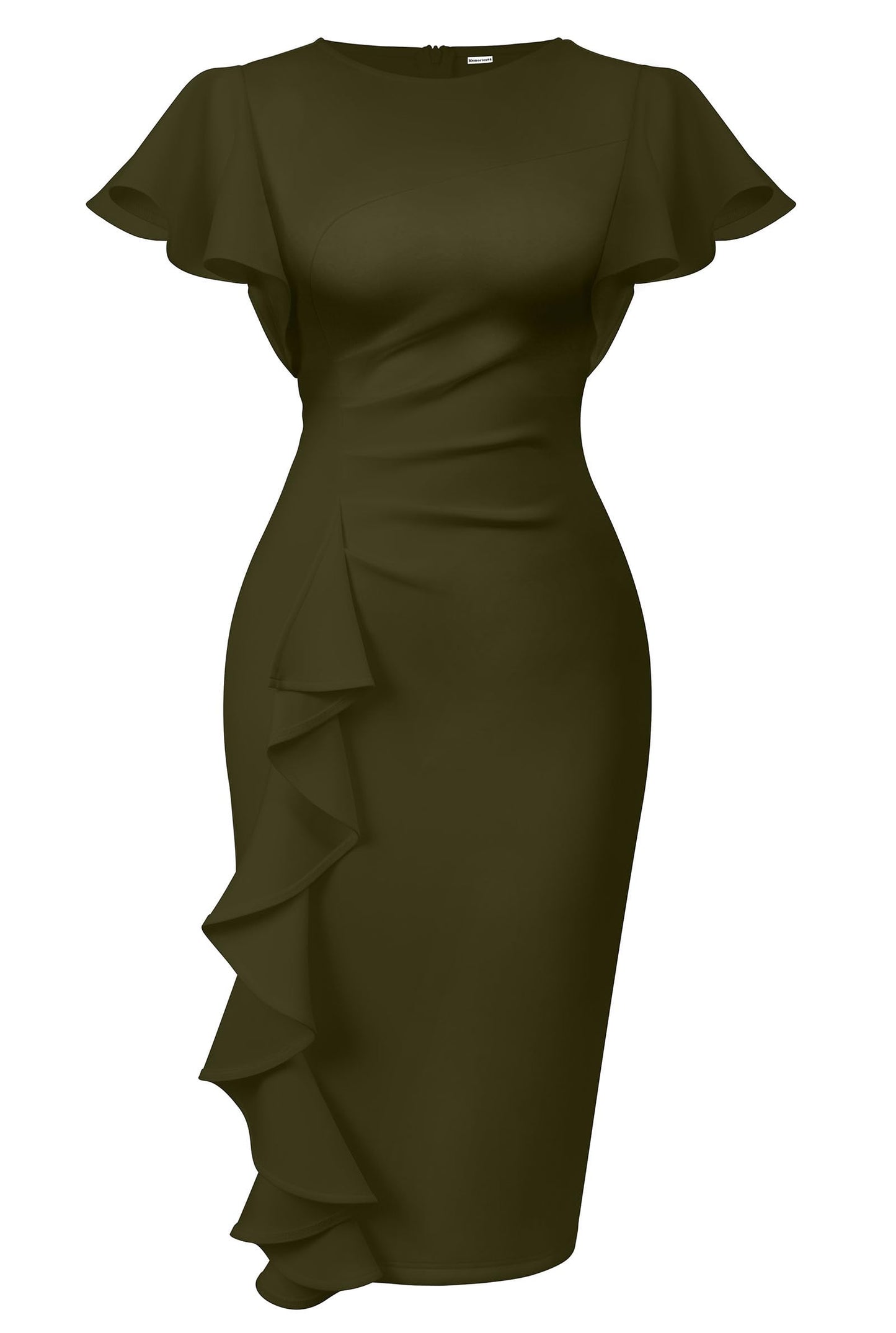 Cato Fashions Online - Women's Vintage Ruffle Sleeve Bodycon Midi Dress - Church Work Office Pencil Dress