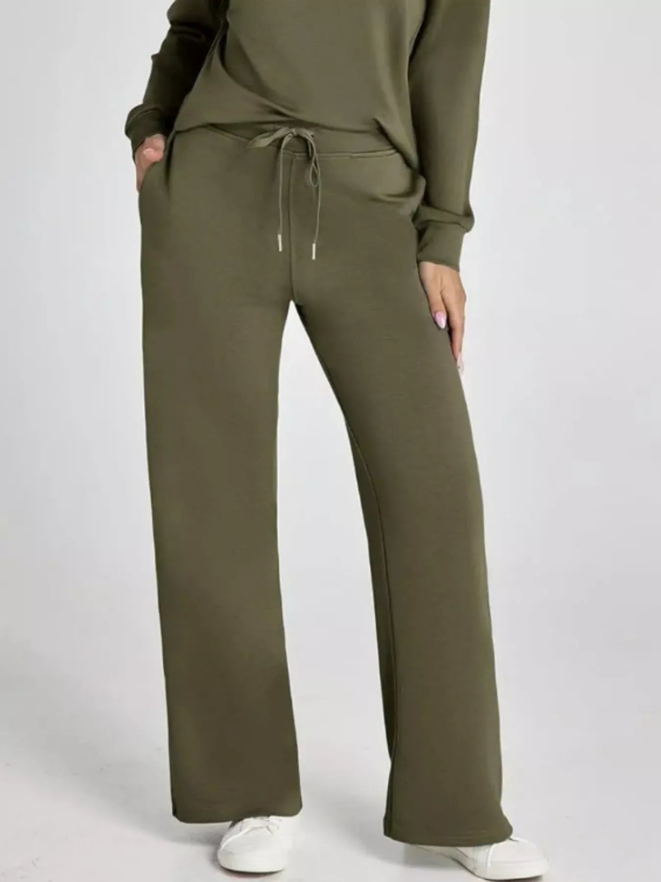 Full Size Johnny Collar Long Sleeve Top and Pants Plus Size