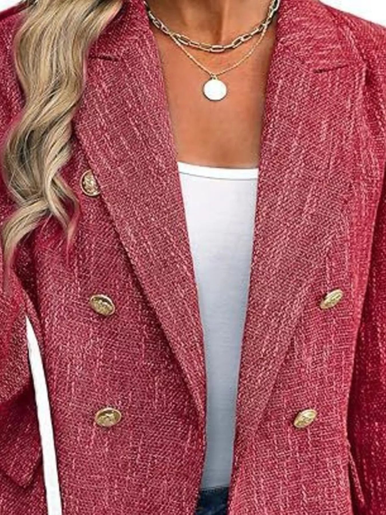 Double-Breasted Lapel Collar Blazer