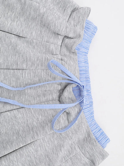 Drawstring Pleated Mini Skirt