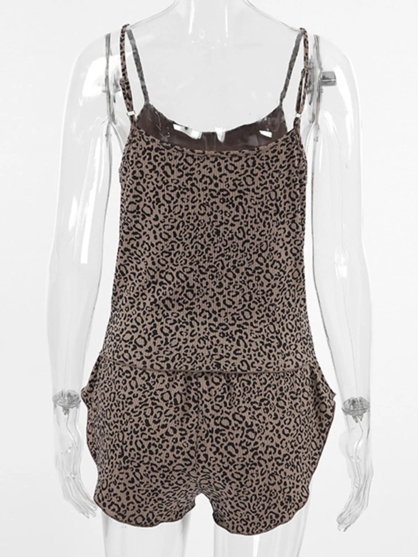 Leopard Cami Cardigan and Shorts 3-Piece Set