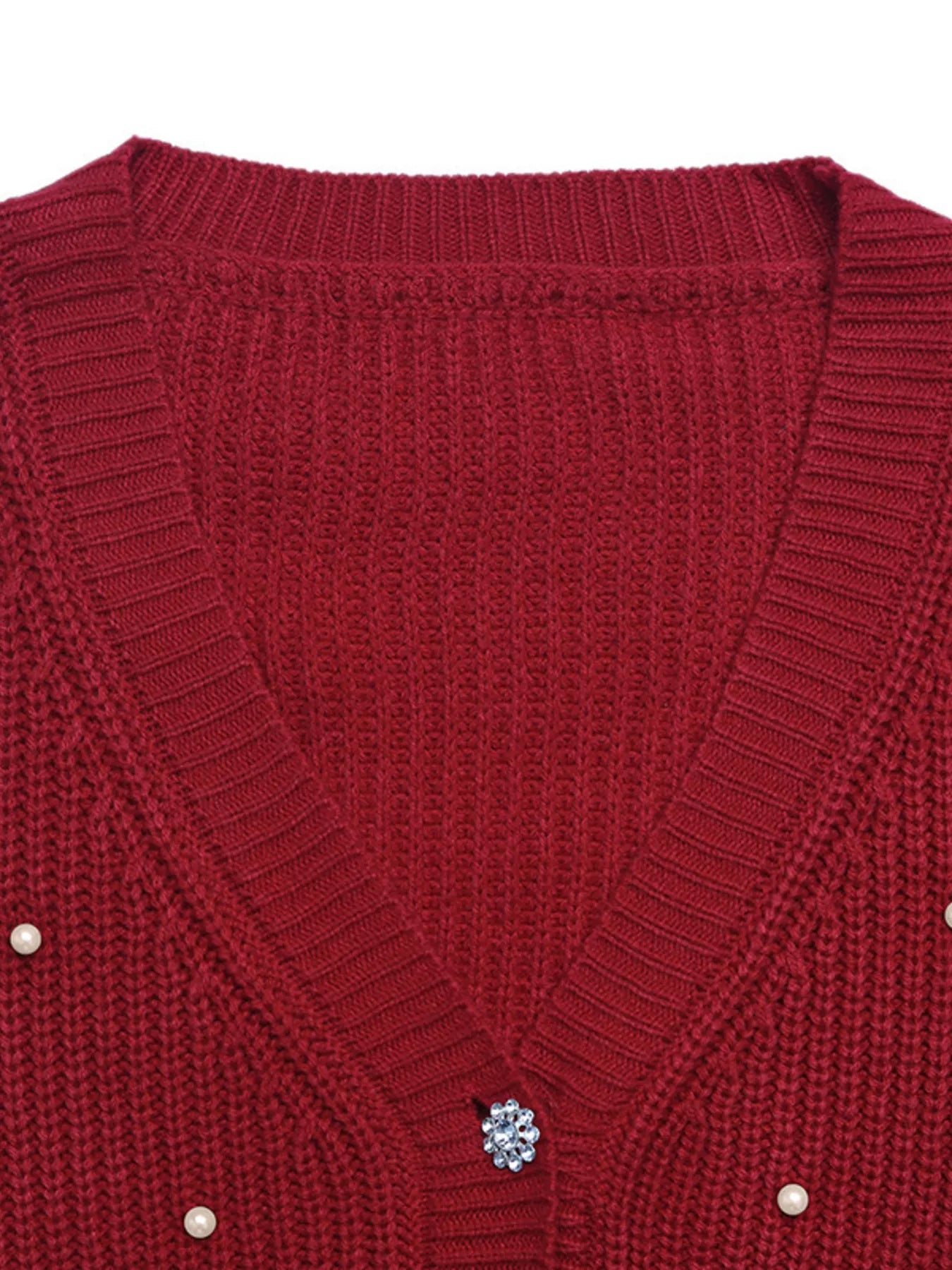 Pearl Embellished Button Up Cardigan