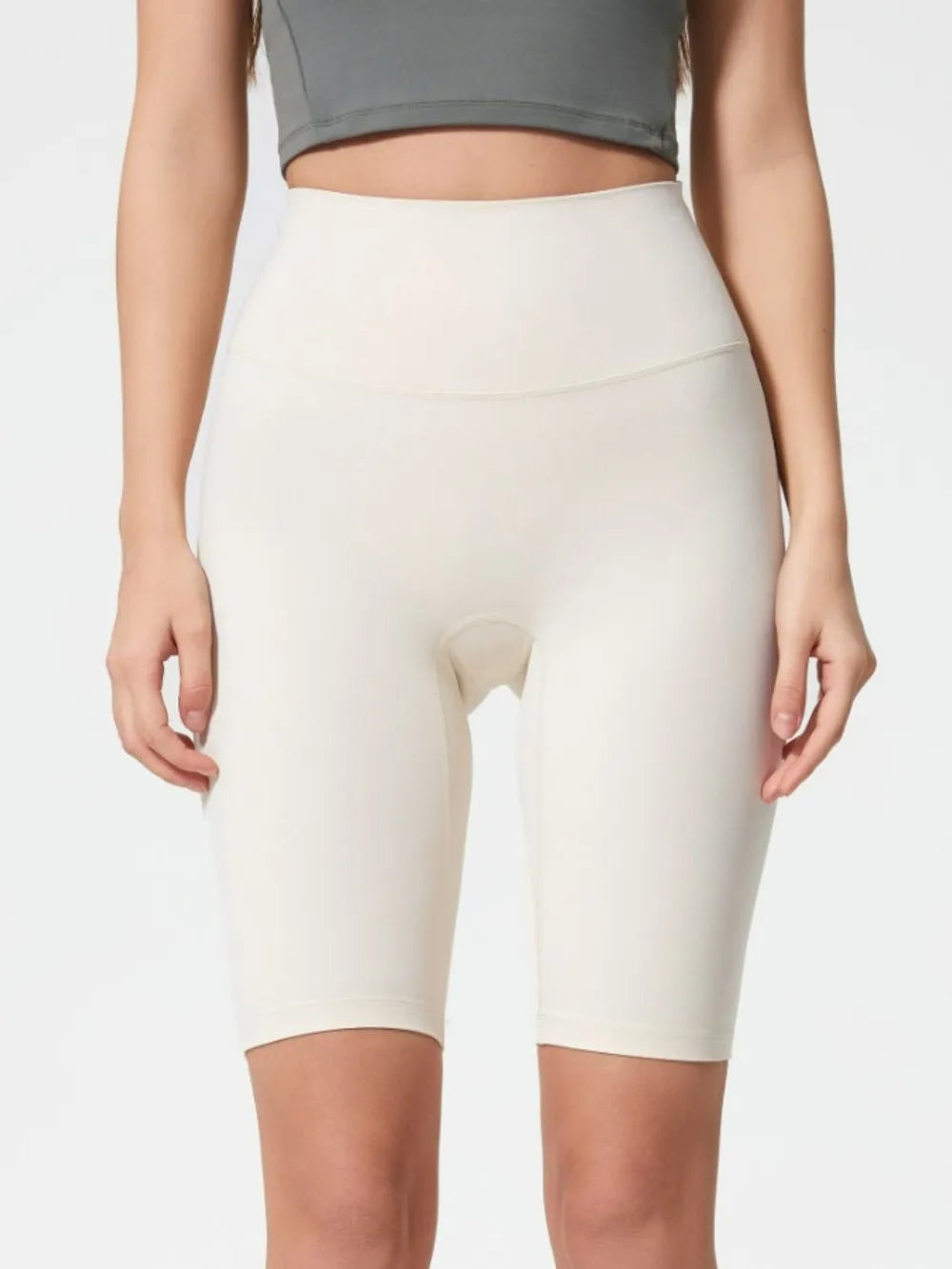 Millennia High Rise Wide Waistband Active Shorts White