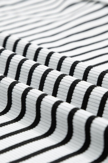 Striped Contrast Top and Shorts Set