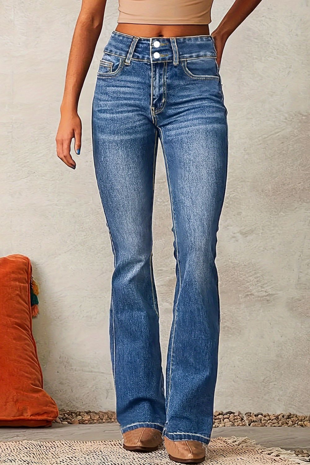 Cat Whisker Washed Bootcut Jeans Light