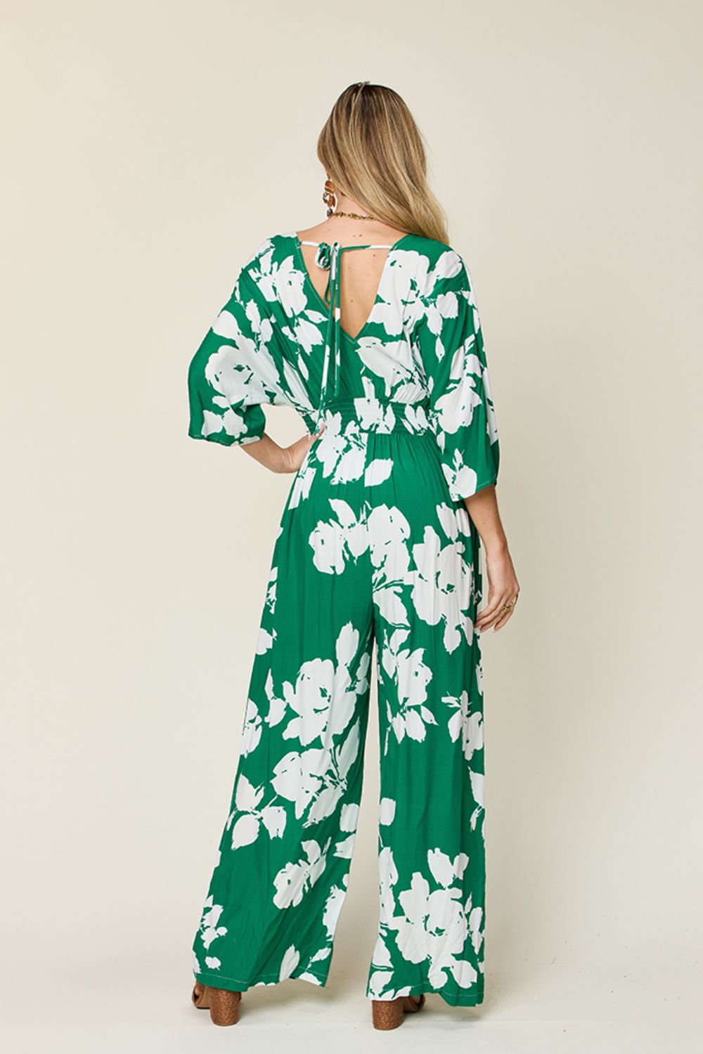 Printed Tie-Back Wide-Leg Jumpsuit