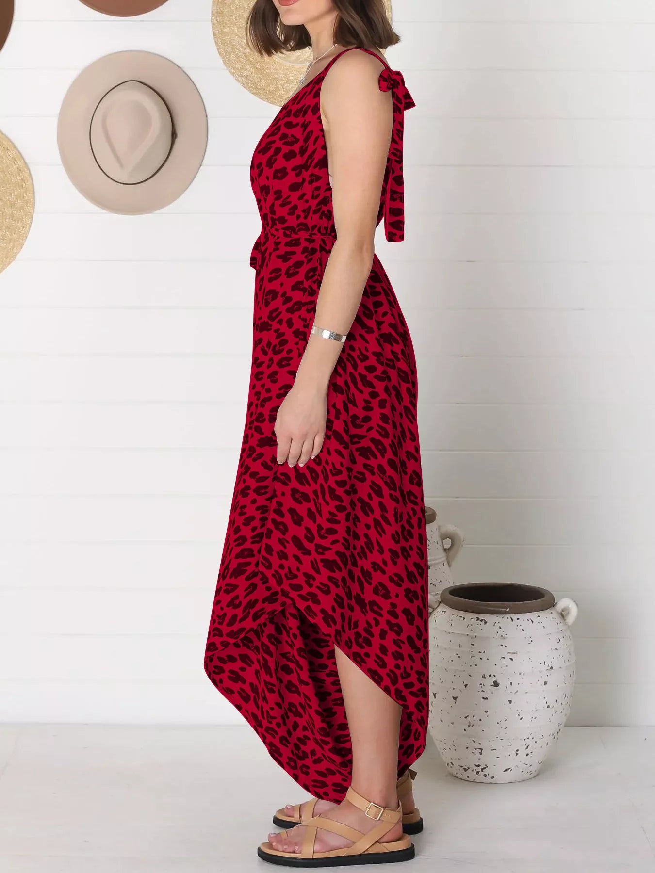 Full Size Leopard Print V-Neck Wide Leg Jumpsuit Plus Size