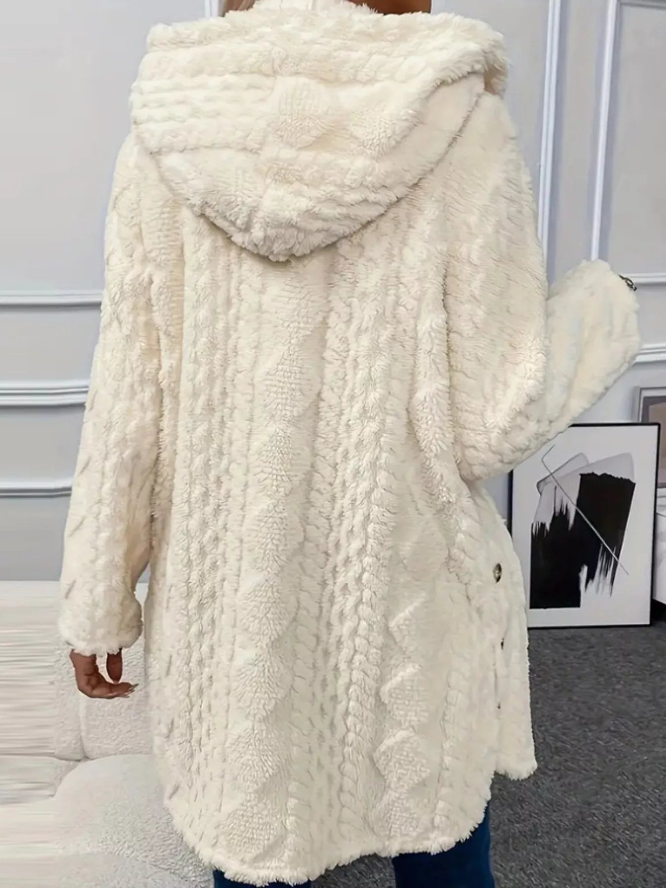 Full Size Button-Down Hooded Outerwear Plus Size