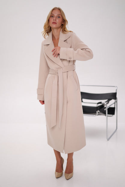 Camille Cashmere Blend Coat in Beige