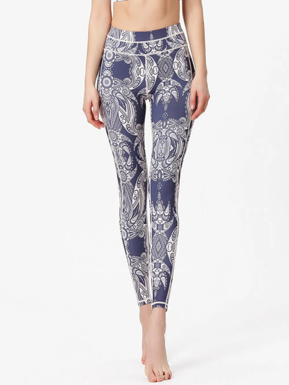 Printed Active High Waist Leggings French Blue