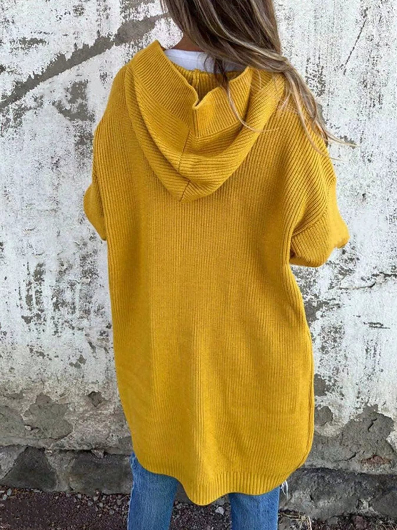 Full Size Button-Down Hooded Cardigan Plus Size