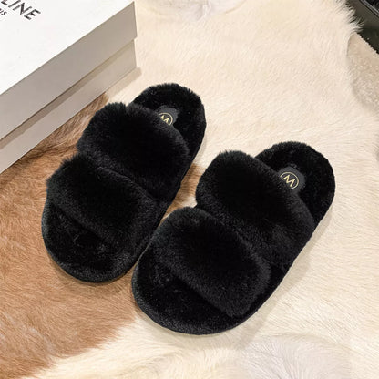 Fluffy Open Toe Slippers