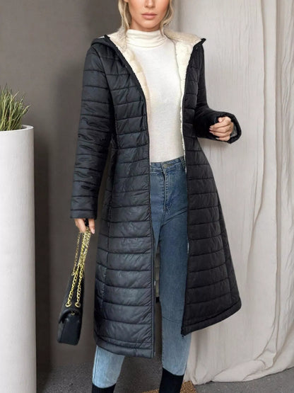 Zip Up Quilted Hooded Puffer Coat