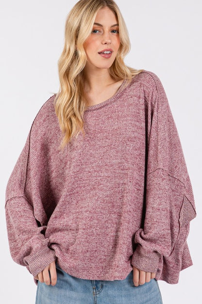 Back To School Sweater - SAGE + FIG Round Neck Batwing Sleeve Oversize Top